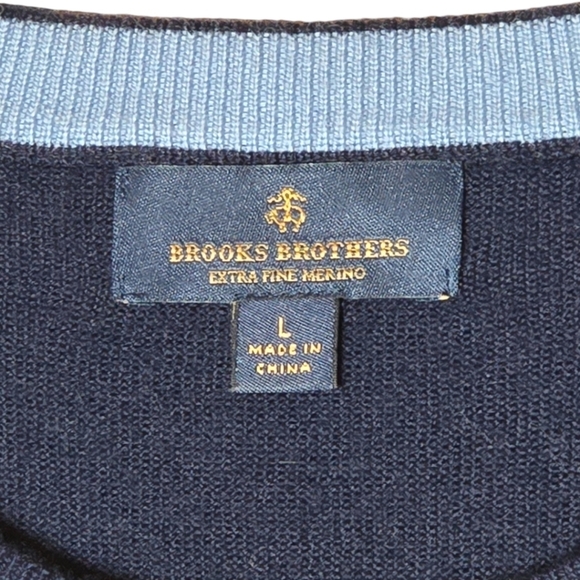 Brooks Brothers Men's Striped Extra Fine Merino Wool CrewNeck Sweater Si… - Picture 3 of 5